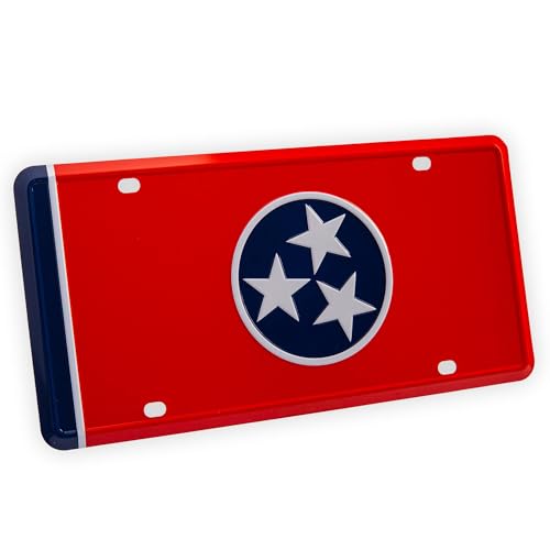 Pickwicks Tennessee State Flag License Plate – Embossed HD Aluminum – Volunteer State Pride – Decorative Car Tag – 6”x12” Novelty Metal Sign