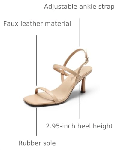 Image of DREAM PAIRS Womens Slingback Heels Square Open Toe Strappy Sandals Ankle Strap High Heeled Dressy Shoes