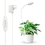 SANSI Grow Light for Indoor Plants, 4000K Sunlike White Full Spectrum Gooseneck Pot Clip LED Grow Lamp, 3/6/12H Timer (No Auto-on), 7 Brightness for Small Plants Growth - Pack of 1