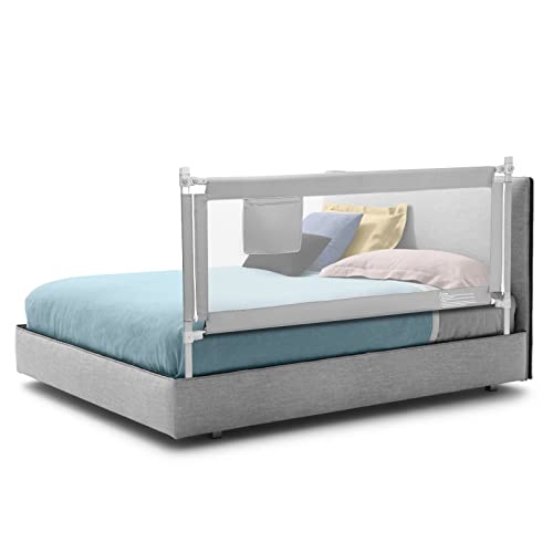 Image of BABY JOY Bed Rail for Toddlers, 69'' Extra Long, Height Adjustable & Foldable Baby Bed Rail Guard w /Storage Pocket & Double Safety Child Lock for Kids Twin Double Full Size Queen King Mattress (Gray)