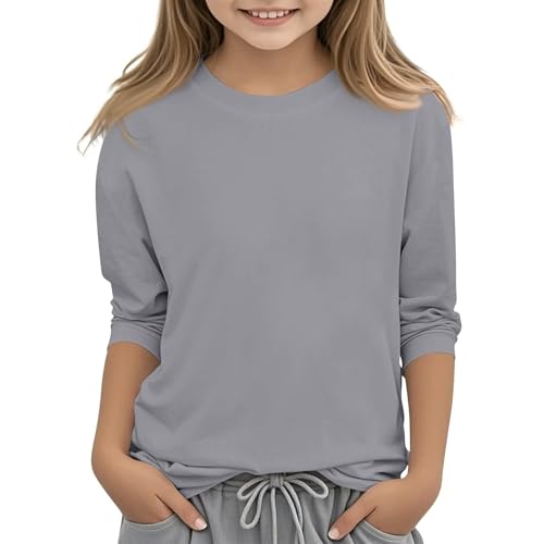 Girls Summer 3/4 Length Sleeve Tee Tops Crewneck Shirt Casual Athletic Tops Teens Floral Patterned School Uniforms