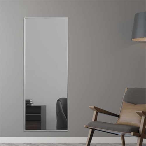 Image of VENETIAN IMAGE Full-Length Dressing Mirror, Floor or Wall Mounted, Metal Frame for Modern Interiors (Silver, 160 x 50 CM)