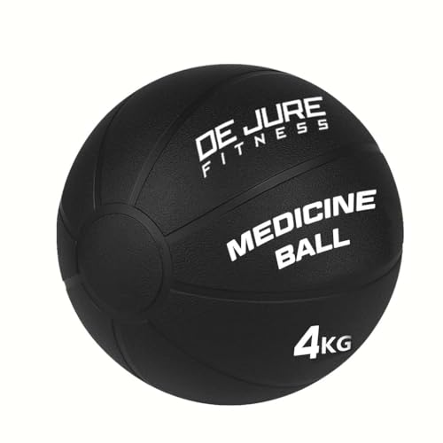 Image of DE JURE FITNESS Medicine Ball | Rubber Exercise Ball with Textured Grip | Full Body Workout Ball for Core Strength, Balance, Functional Training | Upper & Lower Body Home Gym Equipment - 4 KG
