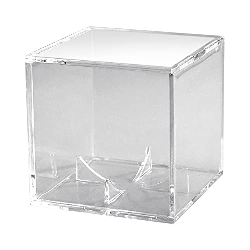 Flytise Présentoir de Baseball Protection UV Cube Acrylique Support de Baseball carré Support Transparent Boîte pour Balle de 9 `` Cover