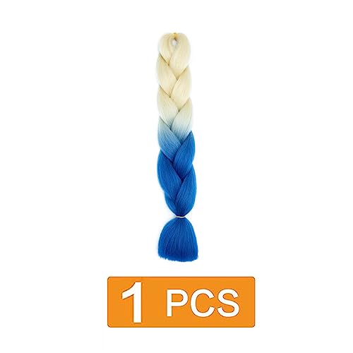prinfantasy Hair Extensions Braid Extensions 24 Inch Colorful Synthetic Kanekalon Hair for Braiding Crochet Twist Braids Layered Blue and Blonde Hair Extension,GBBZ088 - Image 2