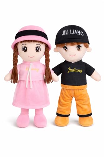Coolet Soft Doll Combo Set Boy & Girl Plush Toy 48 cm Height, Long Hair Embroidery Eyes, Cute Stuffed Toys for Kids, Birthday Gift for Girls & Boys