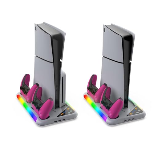 Image of PSS PS5 Slim Stand with Cooling Fan Station and Dual Controller Charging Station for PS5 /PS5 Slim Console Disc /Digital