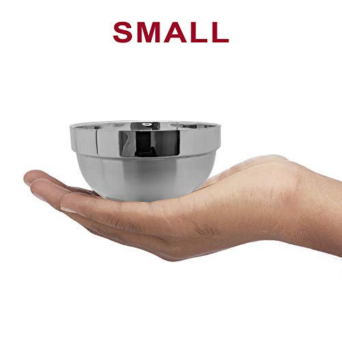 Heat Insulated 304 Stainless Steel Bowls, Double Walled, Multipurpose Rice Ice Cream Kids Snacks, 4 Pack, Small (16 Oz) #TOP3