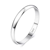 Kualitas Genuine 925 Sterling Silver 2mm Wedding Eternity Ring Band, Classic Ring Band, Minimalist Silver Jewellery (O)