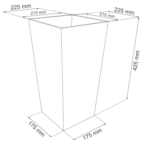 Prosper Plast DRTS265-S433 26.5 x 26.5 x 50 cm Rato Square Flowerpot - Anthracite