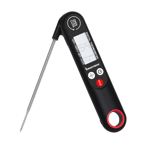 Innoteck Digital Meat Thermometer – Wireless Instant Read, Long Probe, Backlit LCD, Auto Shut-Off, Magnetic Storage, IPX5 Waterproof, For BBQ, Grill & Air Fryer
