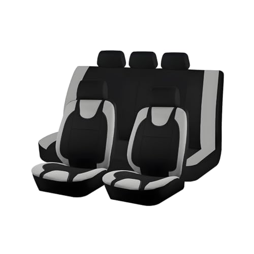 TNAIYH Car Seat Covers Full Set, Vehicle Front Seat and Rear Bench Split Protector with Headrest Cover, Dustproof Automotive Interior Chair Covers, Universal for Sedan RV Truck (Gray)