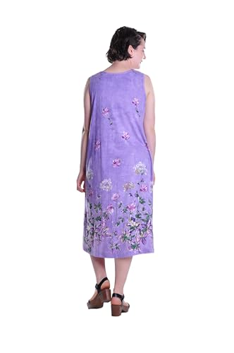 Image of LA CERA Women's Cotton Dress, Scoop Neck, Sleeveless, A-Line, Floral Pattern, Side Seam Pockets - Ideal Summer Dresses
