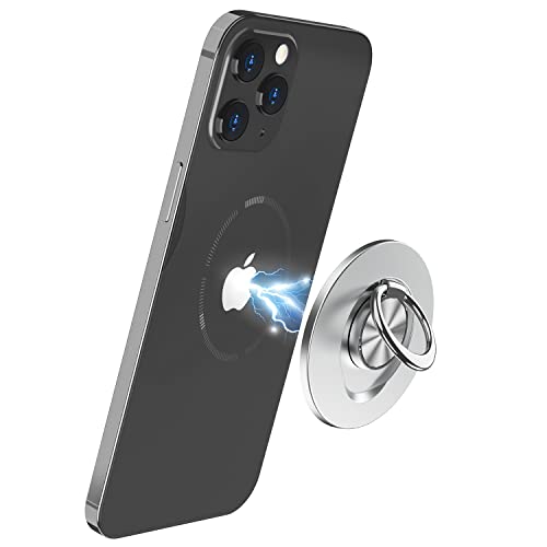 OUTXE Phone Ring Holder Compatible with Magsafe for iPhone 12 13 Pro/Max/Mini, Removable and Wireless Charging Compatible-Silver