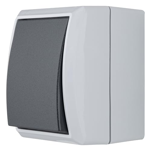 REV AquaForm, Ausschalter - Wechselschalter Feuchtraum IP44, Aufputz, grau