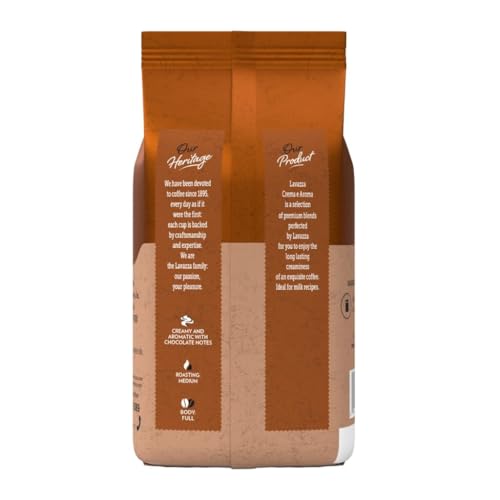 Lavazza Crema E Aroma Whole Bean Coffee Blend, 2.2-Pound Bag , Balanced medium roast with an intense, earthy flavor and long lasting crema, Non-GMO
