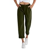 2025 Pantalones Mujer Vestir de Pana Otoño e Invierno Cintura Alta Pantalon Deporte Mujer de Pernera Rectos Holgados Cómodo Pantalón Largo con Bolsillos Color Sólido Pantalones de Trabajo Oficina
