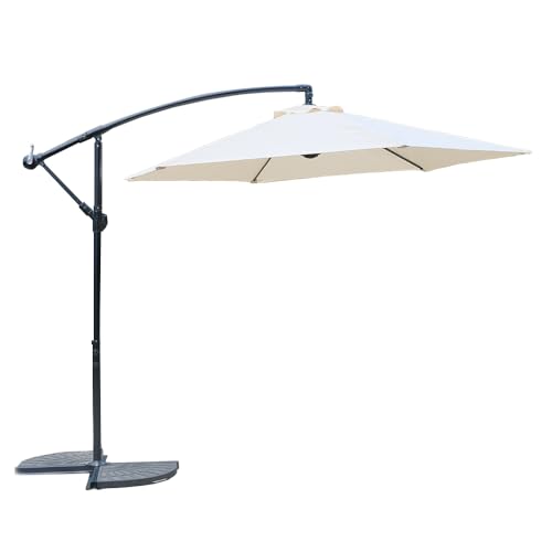 Guarda-sol Guarda Sol Suspenso Ombrelone Deslocamento Para Deck Jardim Piscina - Estrutura Liga de Aço e 8 Varetas, Poliéster Premium UV 50+ Com Ajuste de Inclinação e Manivela