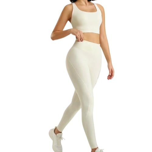 Legging de gym deux pièces blanc S pour vos séances de yoga matinales