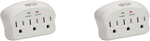 Tripp Lite Regleta de alimentación portátil con protector de sobretensiones de 3 tomas, enchufe directo, seguro de 5,000 (SK3-0), Apple, gris