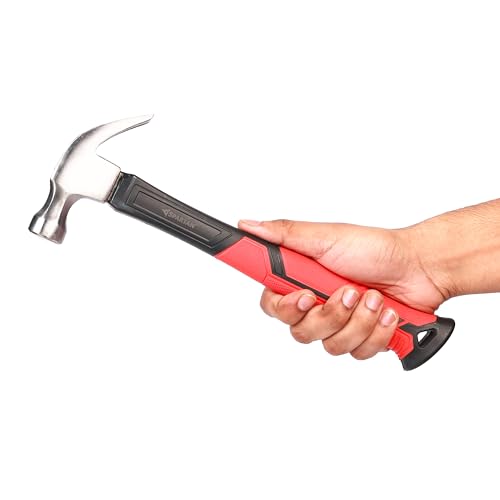 Image of Spartan 8 oz Hammer | 2 in 1 Flat Face & Nail Puller with Magnetic Nail Holder | Forged Steel Head for Strength & Durability | Fibreglass Anti-Slip Handle for Carpentry, Home & DIY Use
