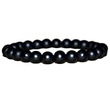 WORLD WIDE GEMS Natürlicher schwarzer Onyx-Edelstein, 8 mm, runde Form, glatt geschliffener Stein,...
