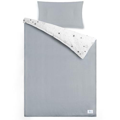 lulumoon Musselin Kinderbettwäsche 100x135: Bettbezug 100x135 + Kissenbezug 40x60cm aus Baumwolle Oeko-TEX Standard – Leicht und Komfortabel Bettwäsche Set für Baby Kinder