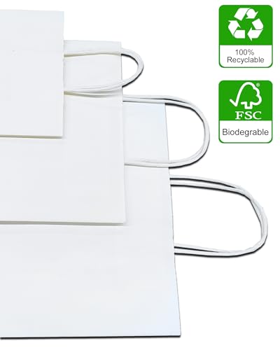 BAG BOX 100 Pack White Gift Bags