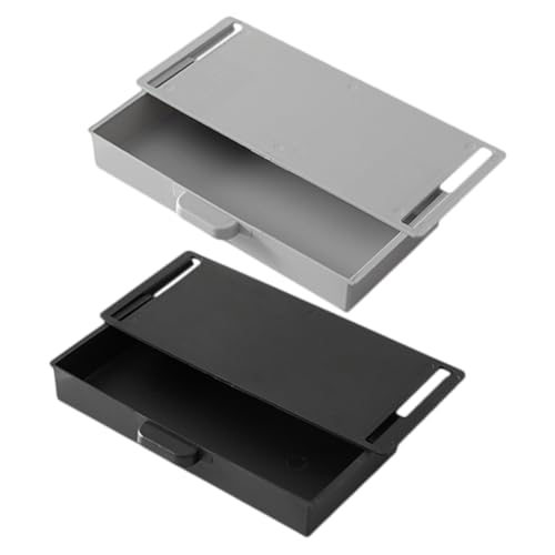 2Pcs Punch Storage Box stationery organizer adhesive plastic drawer workspace desk drawer organizer - up hidden drawer stationery pencil storage tray office abs shelf cupboard