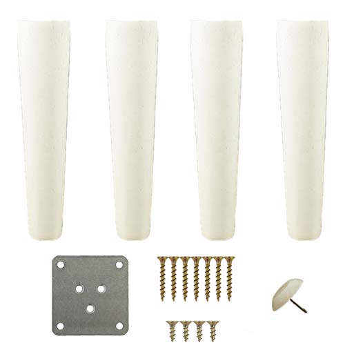 4 x Patas de Mesa,Patas para Muebles De Madera,Sofá Taburete Mesa Armario Gabinete Pie Reemplazo Ajustador de Altura,Blanco (12cm)