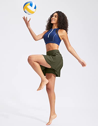 Image of Kayrth Women's High Waisted Swim Skirt with Zipper Pockets Tummy Control Bathing Suit Swimsuit Tankini Bottoms