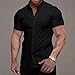 Lasjixion Men’s Slim fit Muscle Dress Shirts Short Sleeve Button Down Shirts for Men Black