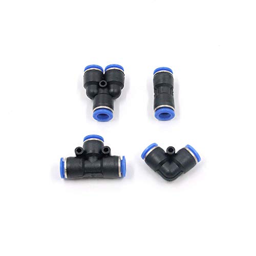 Antrader 40-Pack 5 16 Inch Od Push to Connect Fittings Pneumatic Fittings Combo Kit 10 Spliters+10 Elbows+10 Tee+10 Straight
