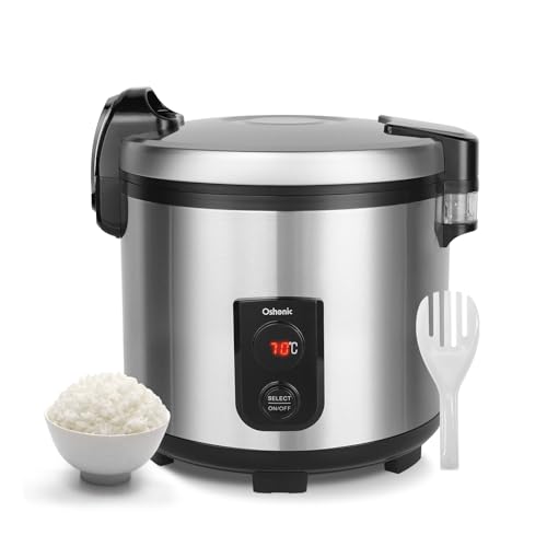 Oshenic Commercial Rice Warmer,55 Raw/110 CUP Electric Rice Warmer,20L Portable Heavy Duty Food Warmer,122℉- 178℉ Adjustable Temperature Control Up to 24 Hours,Non-stick Inner Pot For Restaurant,Hotel