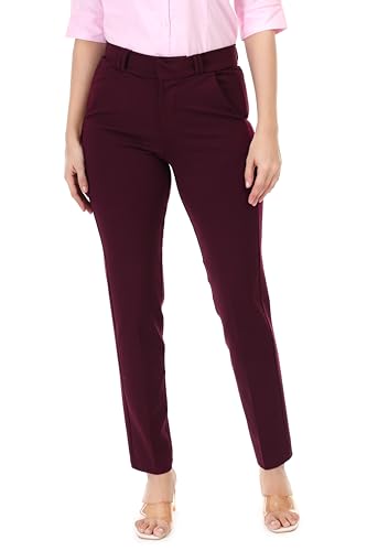 Image of modny Formal Trousers for Women Premium Polycotton, Regular Fit, Straight Pant for Girls | Ideal for Office, College & Professional Wear