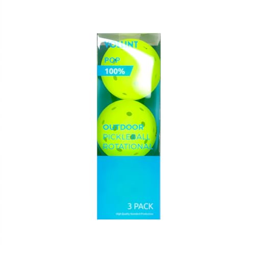 Vollint Outdoor Pickleball Balls - Durable One-Piece Design 40 Holes Micro Texture for Spin Consistent Flight & Bounce - Pack of 3-74mm 26g - Yellow