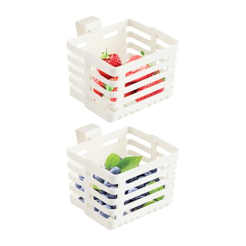 Frutero de ducha, 2 unidades pequeñas cestas retráctiles | Organizador portátil vacío para barandilla de ducha, puerta nevera, puertas de cocina, cajón de baño