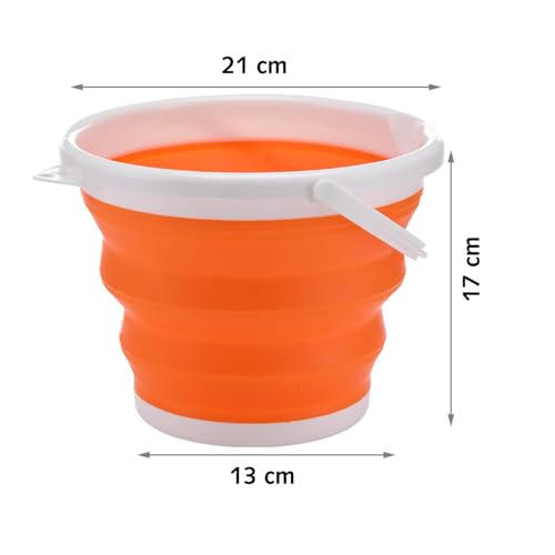 Klappbarer Eimer Klappbarer Wanne -3L tragbarer Kleiner Eimer für Camping, Strand, Autowäsche & Outdoor-Verwendung, Platzeinsparung & Leichtgewicht (Orange)
