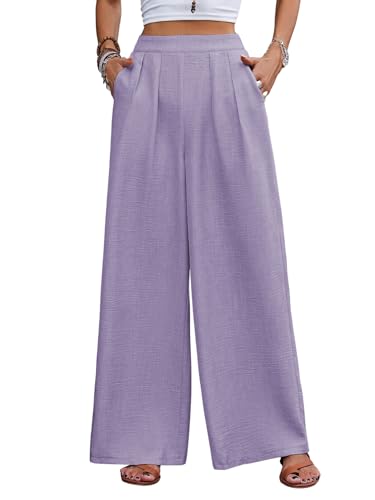 Image of TOPLOT Trouser for Women | Loose Fit High-Waist Korean Pants | Palazzo Pants with Pleated Front | Formal Relaxed Fit Casual Travel, Office & Lounge Wear Pant (5254)