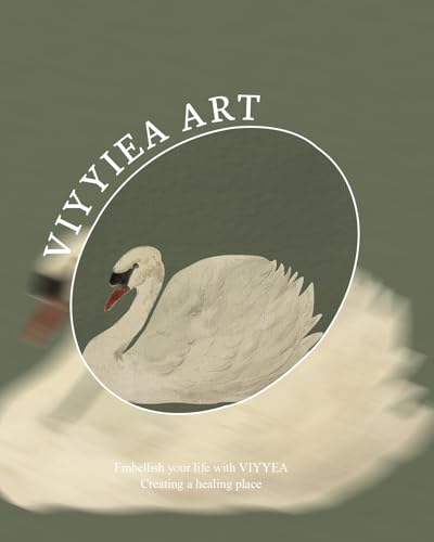 Image of VIYYIEA Vintage Gold Framed Wall Art for Living Room, Swan Canvas Prints Home Decor, Oil Painting Picture, Bedroom Wall Decor Gifts for Friends or Family -【Swan Green】-(10L x 8W)