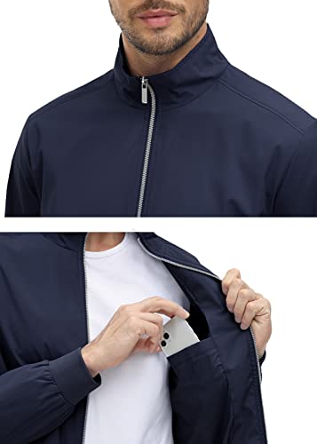 Image of MAGCOMSEN Men's Lightweight Jackets Full Zip Up Laydown Collar Jacket Light Work Windbreaker with Zip Pockets