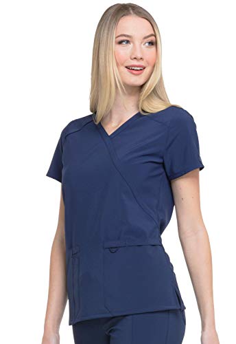 Dickies EDS Essentials, Mock Wrap Top Scrubs for Women with Four-Way Stretch and Moisture Wicking DK625, M, Navy - image 5