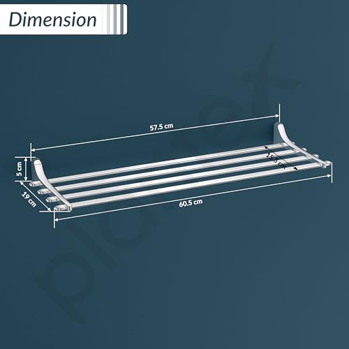 Image of Plantex Rich Brass 24-inch Towel Rack for Bathroom /Towel Hanger for Bathroom /Towel Stand /Bathroom Accessories - Unique (Chrome)