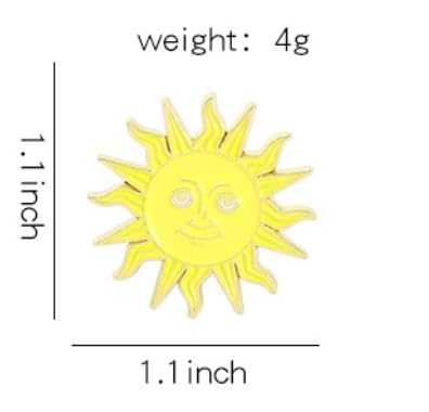 Image of Moon Sun Face Brooch Pin Cartoon Flaming Sun Badges Enamel White Moon Black Sun Corsage for Hat Bag T-shirt Decors