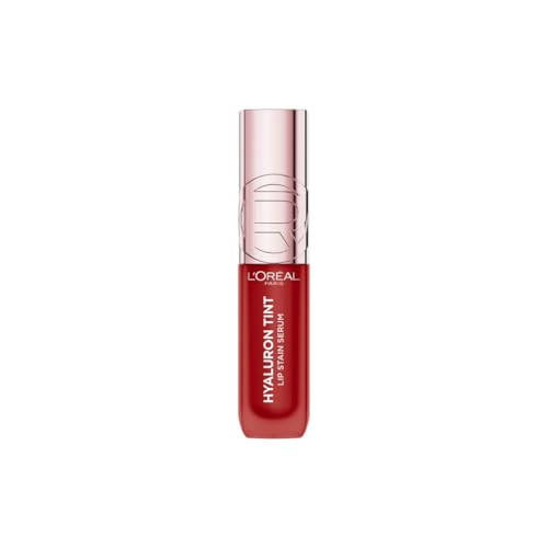L'Oréal Paris Lip Stain Serum, Hyaluron Tint, Hydrating Lip Tint & Cheek Stain Infused with Hyaluronic Acid, 12H Longwear, Transfer-Proof & Waterproof, Natural Glass Skin Finish, 420 Le Rouge Paris