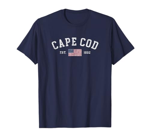 Cape Cod Massachusetts US Flag Est 1602 Vacation Souvenir T-Shirt