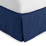 Bare Home Bed Skirt Double Brushed Premium Microfiber, 15-Inch Tailored Drop Pleated Dust Ruffle, 1800 Ultra-Soft Collection, Shrink and Fade Resistant (Queen, Dark Blue)