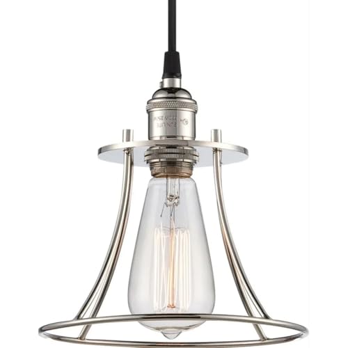 Image of Nuvo Lighting 60 /5401 Vintage Incandescent One Light Pendant Closed Cage Narrow Opening Polished Nickel