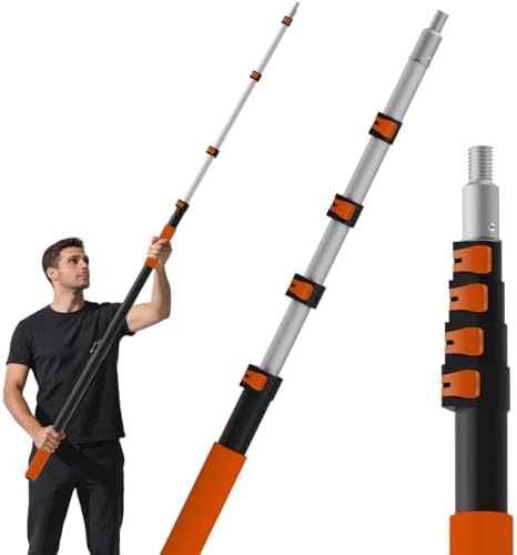 16FT Reach Telescopic Extension Pole, 3-12FT Paint Roller Extensi...