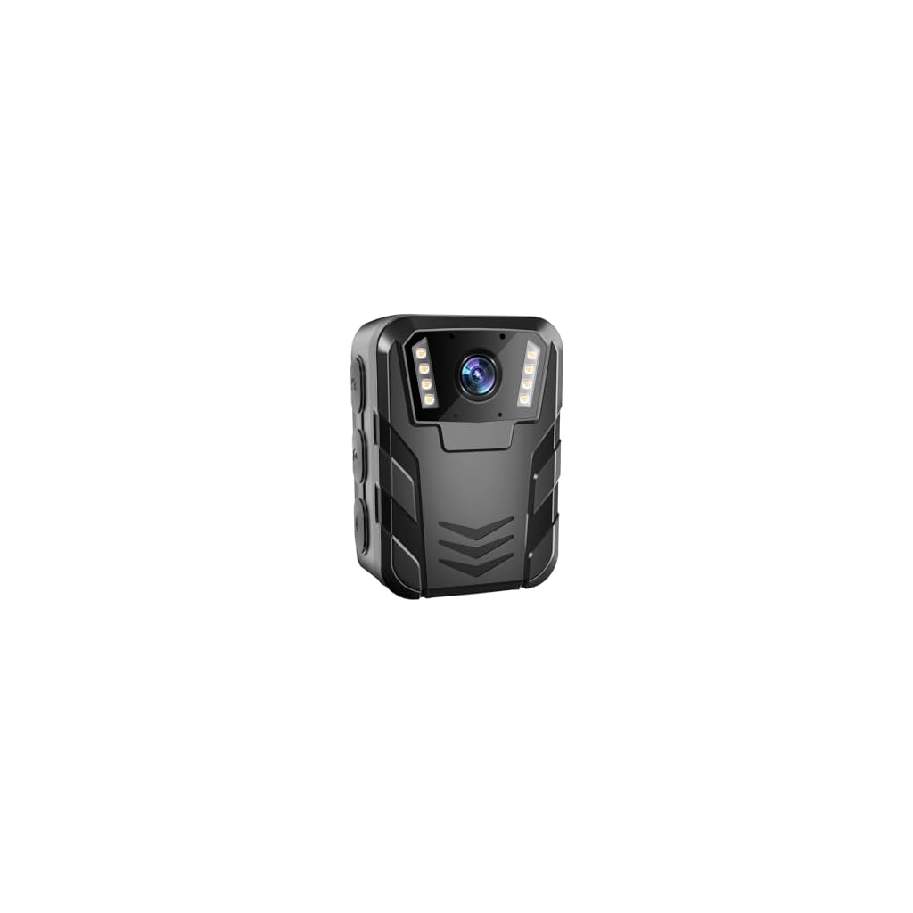 Rugged body-worn camera with night vision lights.